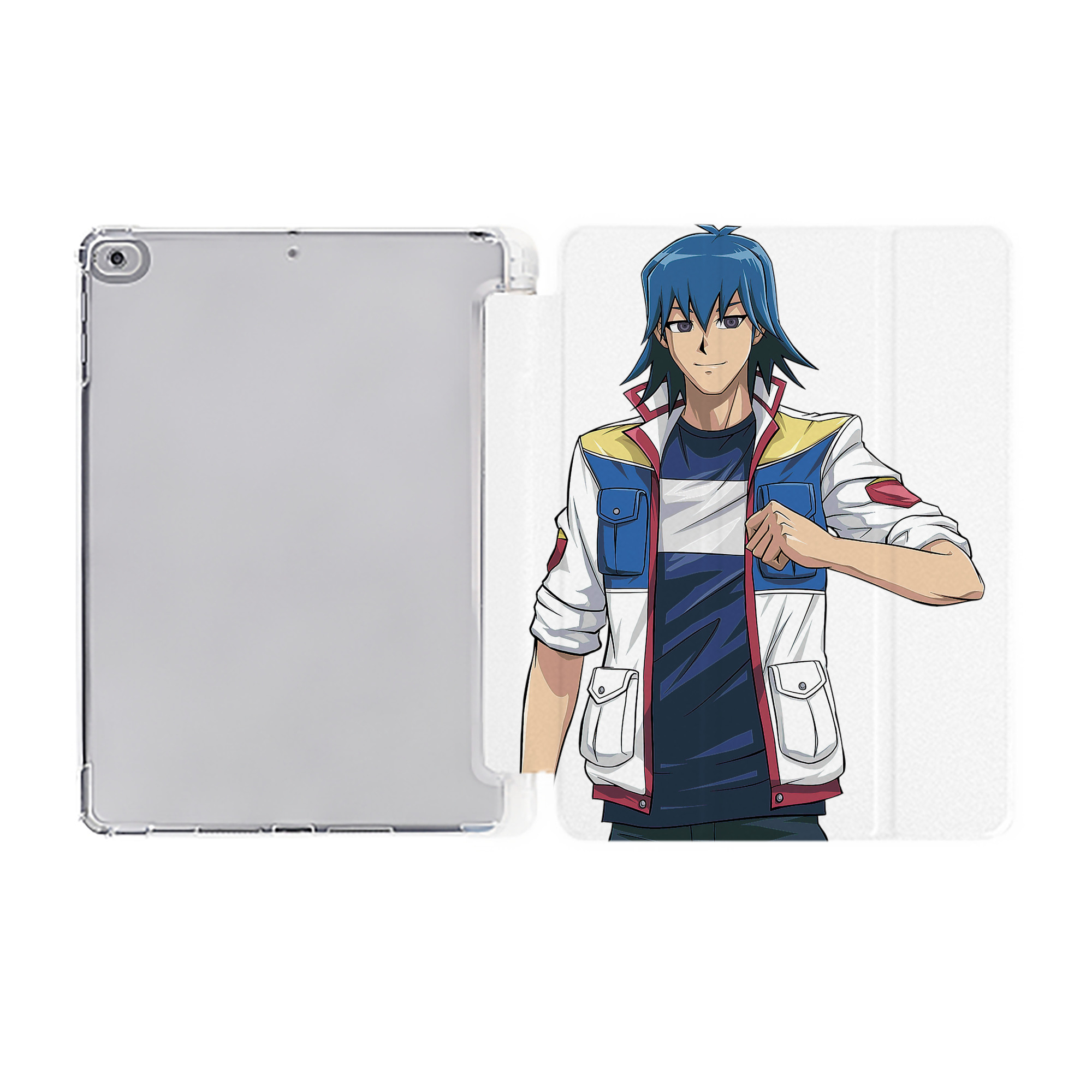 （画像用） 遊☆戯☆王 Yu-Gi-Oh! IPad ケース ペン収納付き 三つ折りスタンド PUレザー×シリコン 対応機種9.5/10.5/10.9インチ